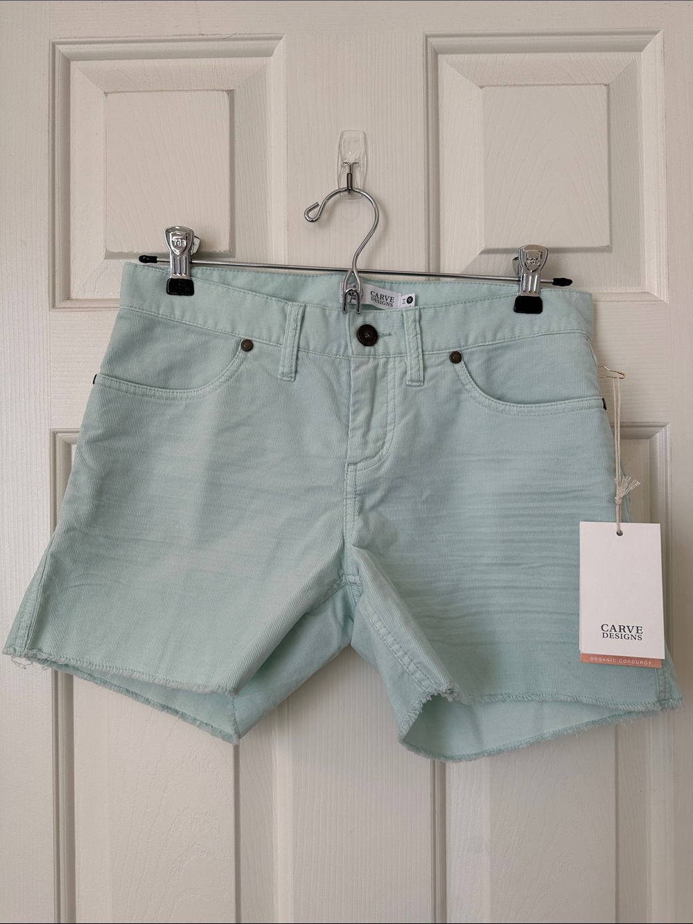 Carve Designs Mint Green (“Surf Spray”) Corduroy Cutoff Shorts